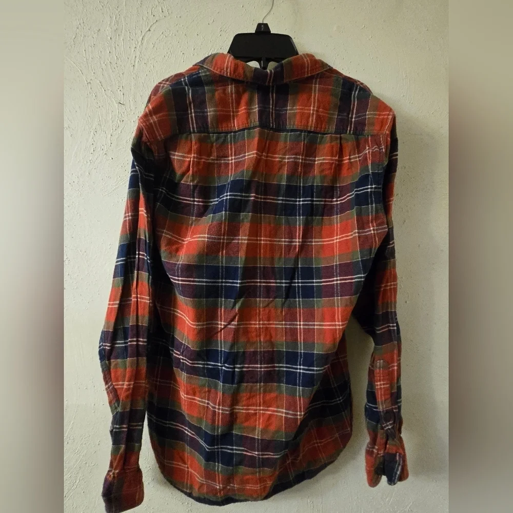 J. Crew Orange and Blue Plaid Shirt